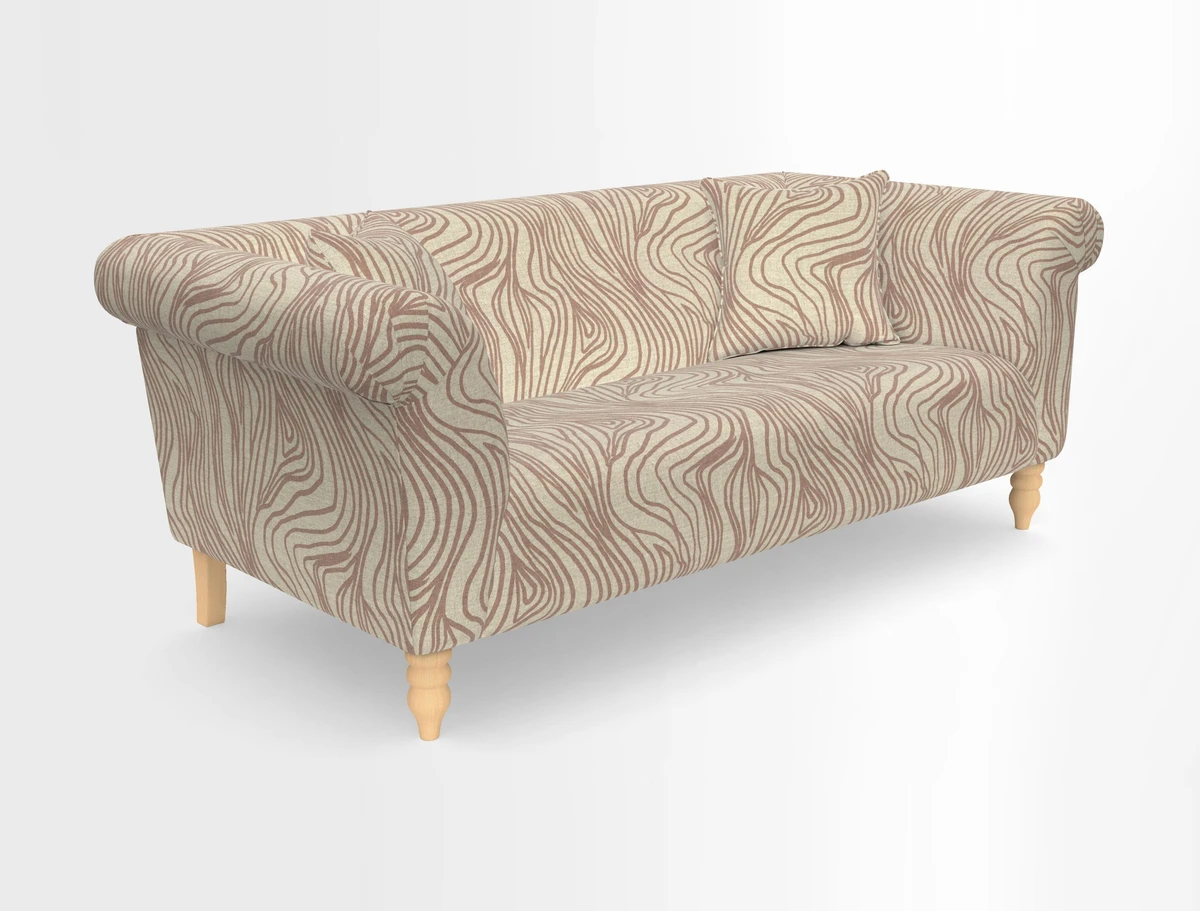 Exbury 3-seater sofa in Frond Stripe Large Storm with scatters in Frond All Over