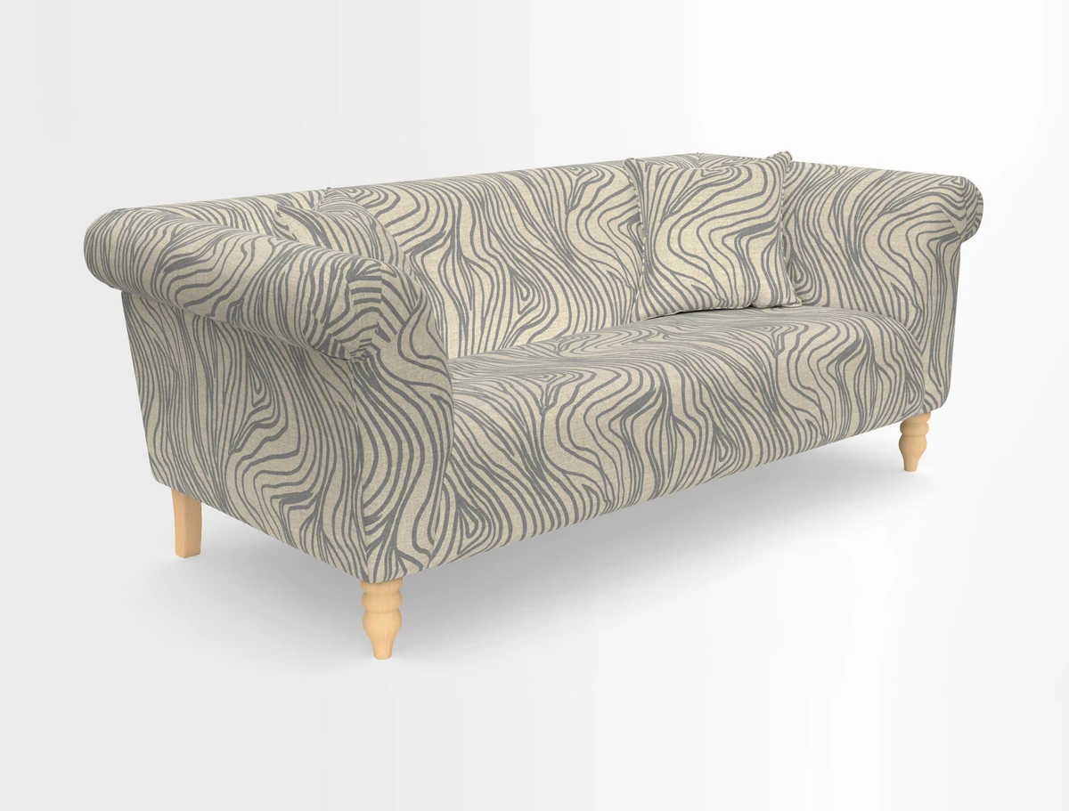Exbury 3-seater sofa in Frond Stripe Large Storm with scatters in Frond All Over