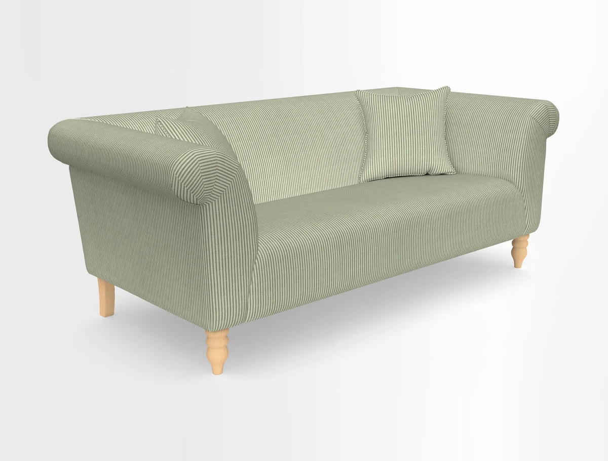 Exbury 3-seater sofa in Frond Stripe Large Storm with scatters in Frond All Over