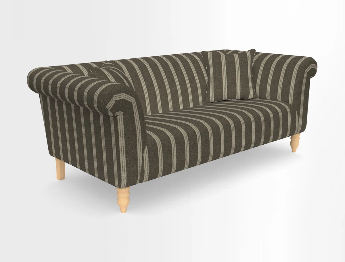 Exbury 3-seater sofa in Frond Stripe Large Storm with scatters in Frond All Over