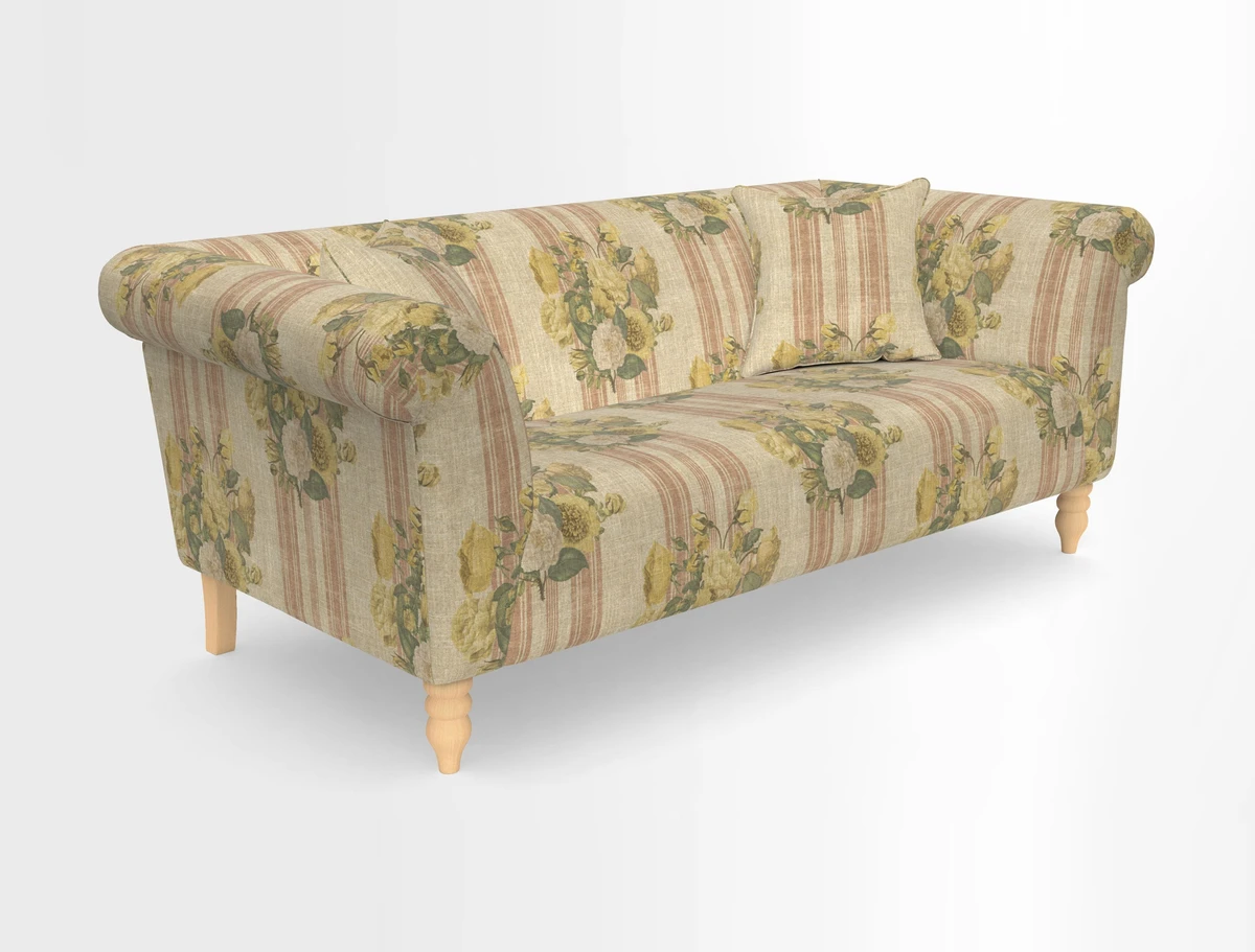 Exbury 3-seater sofa in Frond Stripe Large Storm with scatters in Frond All Over