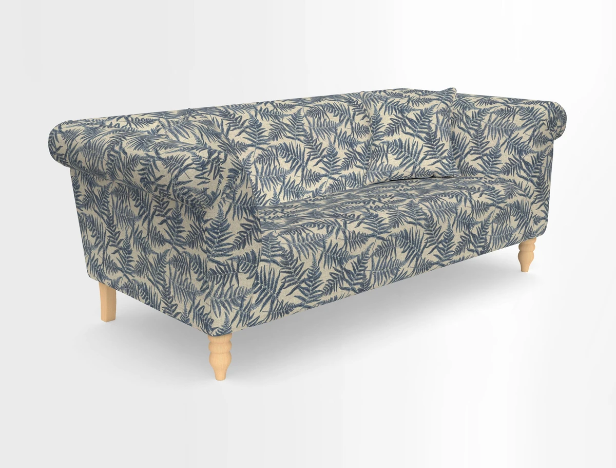 Exbury 3-seater sofa in Frond Stripe Large Storm with scatters in Frond All Over