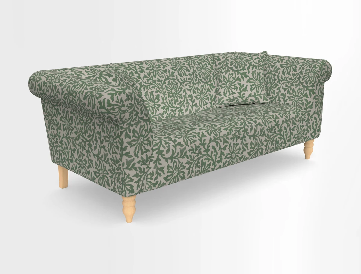 Exbury 3-seater sofa in Frond Stripe Large Storm with scatters in Frond All Over
