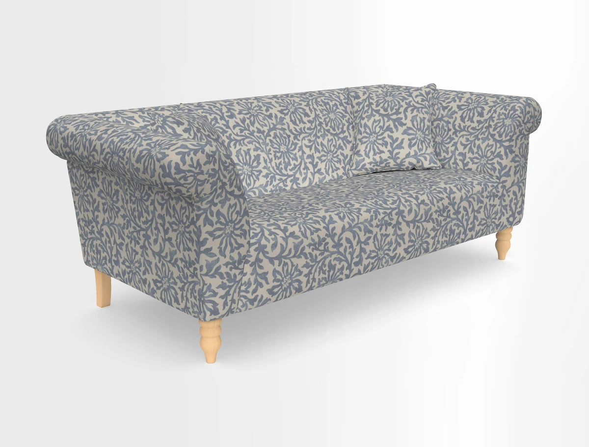Exbury 3-seater sofa in Frond Stripe Large Storm with scatters in Frond All Over