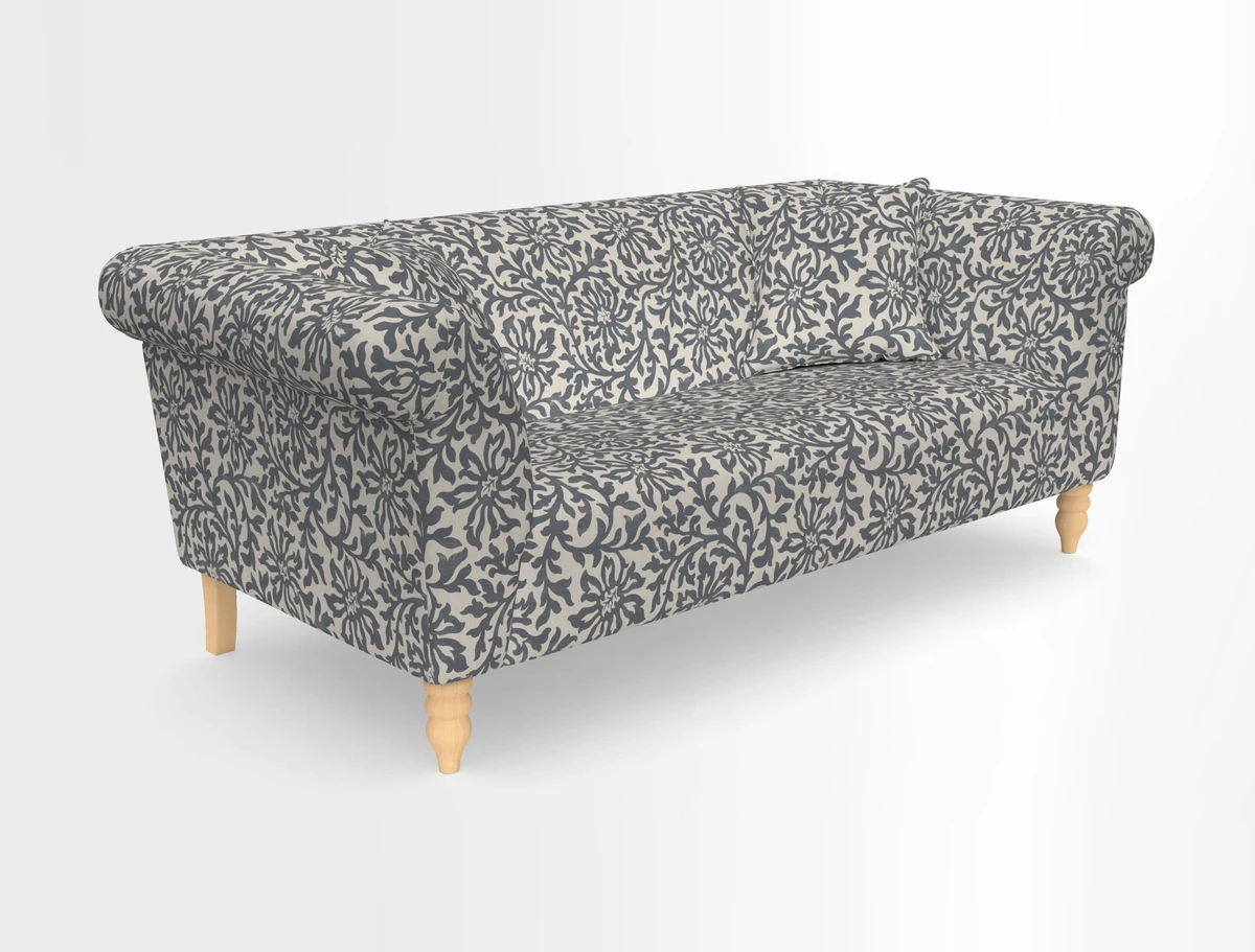Exbury 3-seater sofa in Frond Stripe Large Storm with scatters in Frond All Over