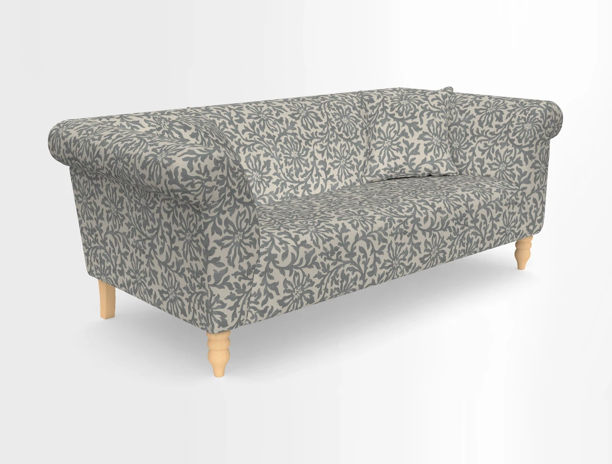 Exbury 3-seater sofa in Frond Stripe Large Storm with scatters in Frond All Over