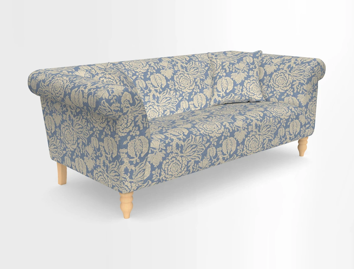 Exbury 3-seater sofa in Frond Stripe Large Storm with scatters in Frond All Over