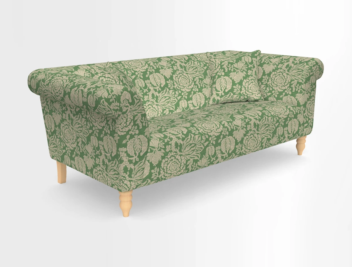 Exbury 3-seater sofa in Frond Stripe Large Storm with scatters in Frond All Over