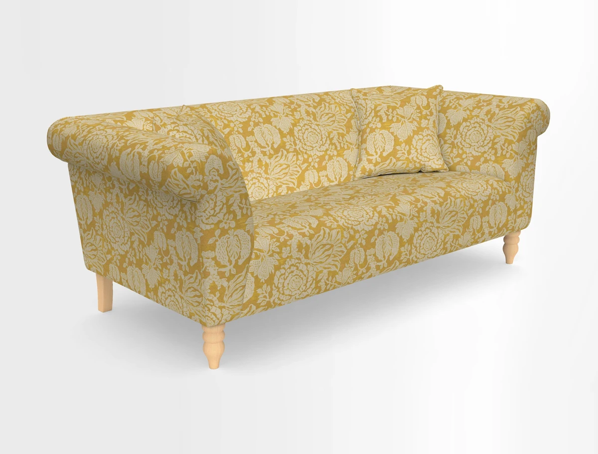 Exbury 3-seater sofa in Frond Stripe Large Storm with scatters in Frond All Over