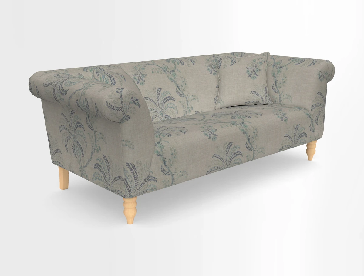 Exbury 3-seater sofa in Frond Stripe Large Storm with scatters in Frond All Over