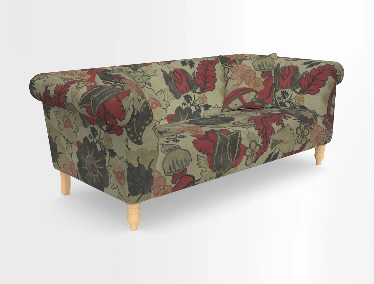 Exbury 3-seater sofa in Frond Stripe Large Storm with scatters in Frond All Over