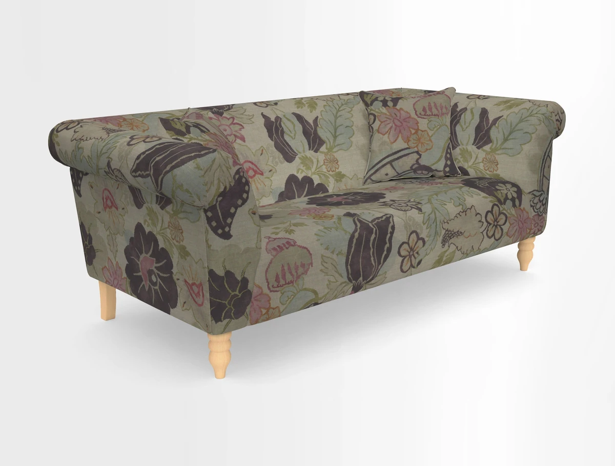 Exbury 3-seater sofa in Frond Stripe Large Storm with scatters in Frond All Over