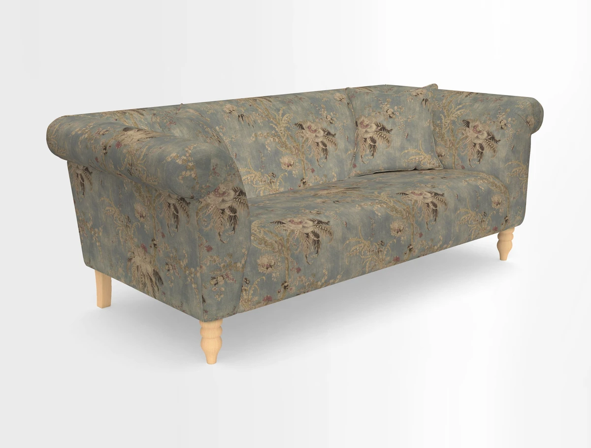 Exbury 3-seater sofa in Frond Stripe Large Storm with scatters in Frond All Over