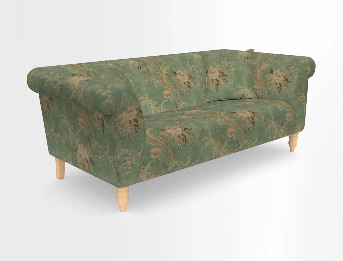 Exbury 3-seater sofa in Frond Stripe Large Storm with scatters in Frond All Over