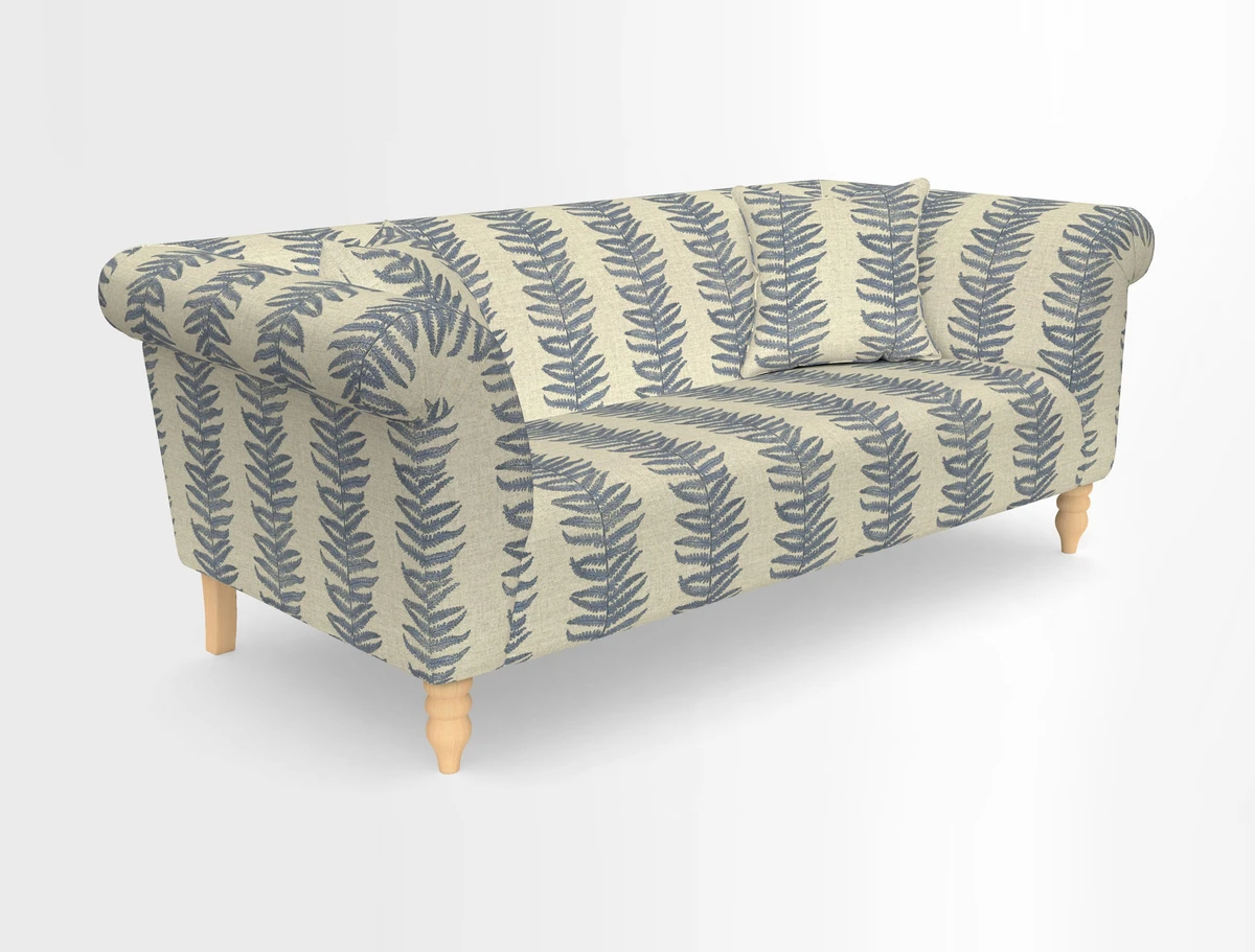Exbury 3-seater sofa in Frond Stripe Large Storm with scatters in Frond All Over