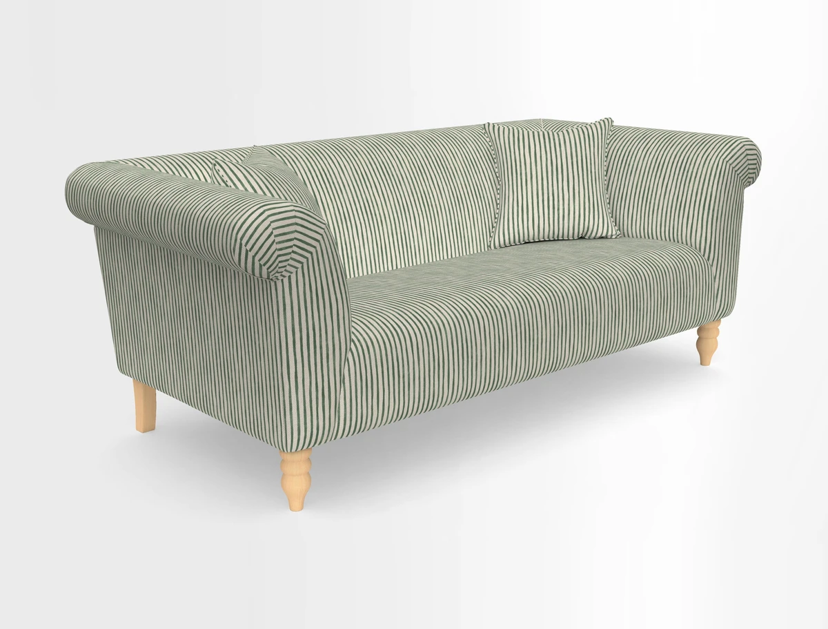 Exbury 3-seater sofa in Frond Stripe Large Storm with scatters in Frond All Over