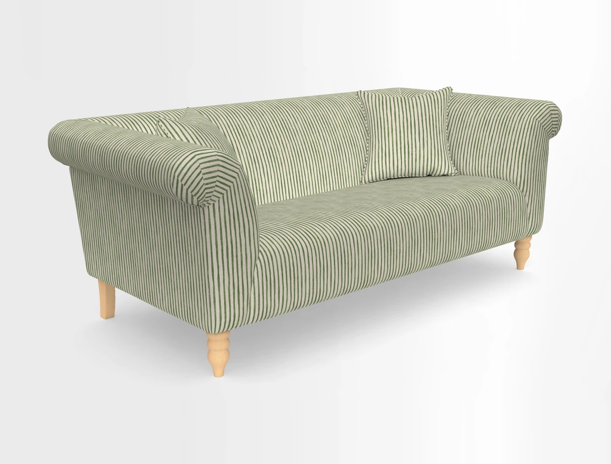 Exbury 3-seater sofa in Frond Stripe Large Storm with scatters in Frond All Over