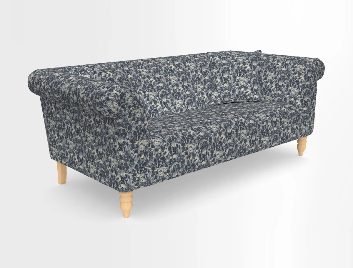 Exbury 3-seater sofa in Frond Stripe Large Storm with scatters in Frond All Over