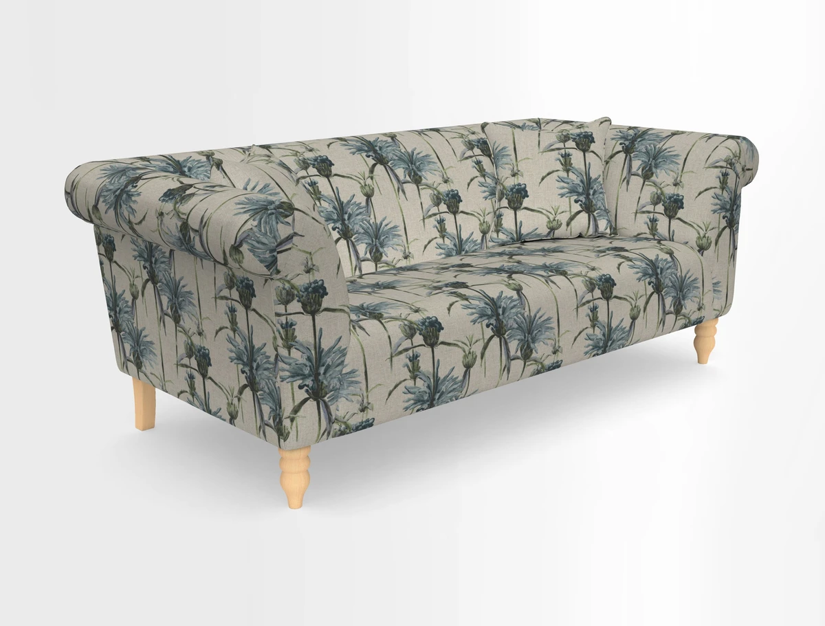 Exbury 3-seater sofa in Frond Stripe Large Storm with scatters in Frond All Over