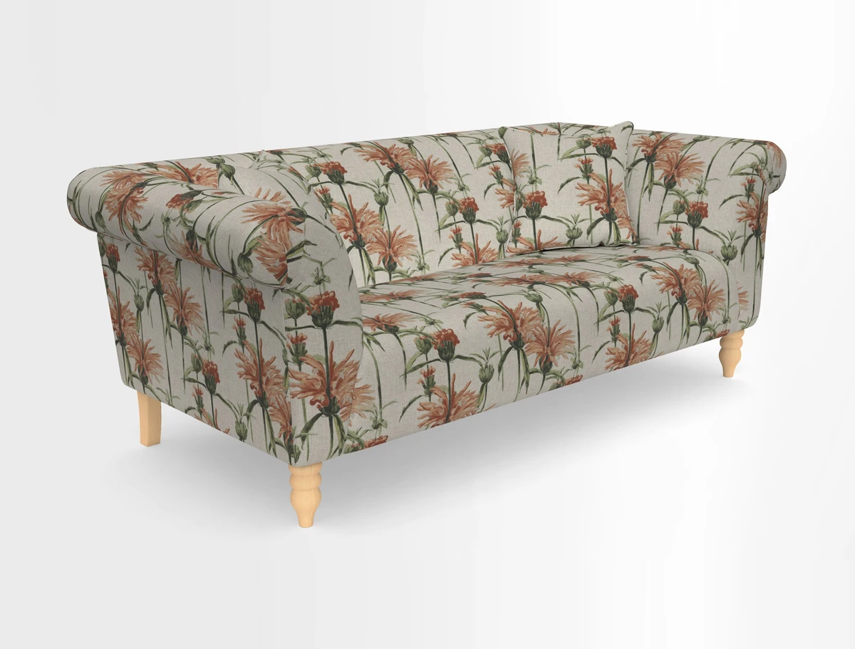 Exbury 3-seater sofa in Frond Stripe Large Storm with scatters in Frond All Over