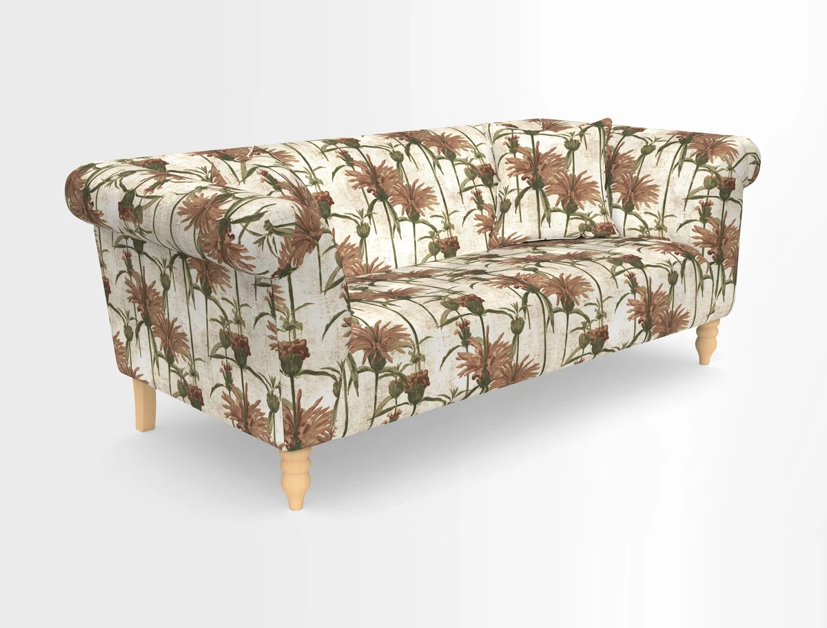 Exbury 3-seater sofa in Frond Stripe Large Storm with scatters in Frond All Over
