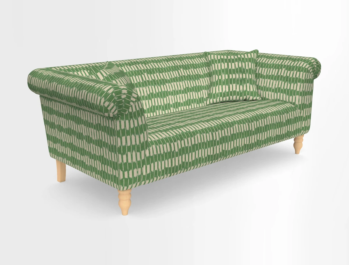 Exbury 3-seater sofa in Frond Stripe Large Storm with scatters in Frond All Over