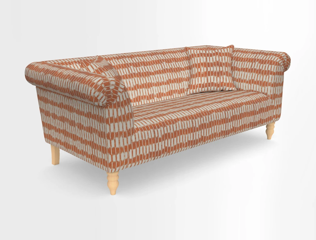 Exbury 3-seater sofa in Frond Stripe Large Storm with scatters in Frond All Over