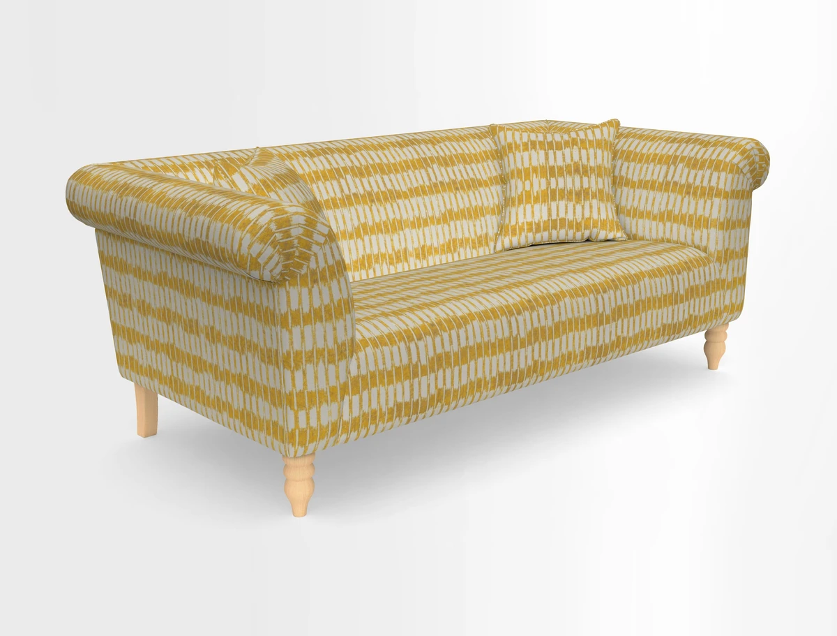 Exbury 3-seater sofa in Frond Stripe Large Storm with scatters in Frond All Over