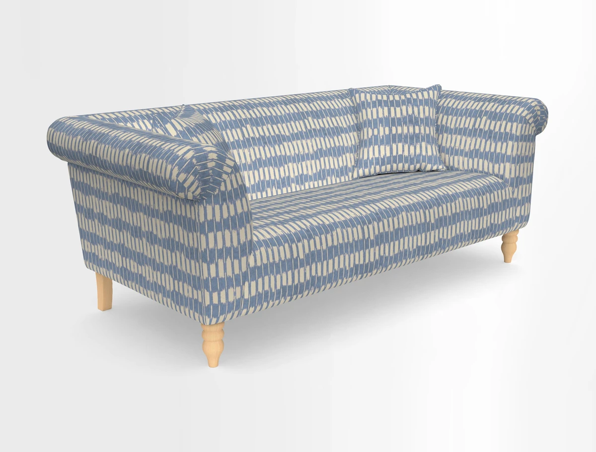 Exbury 3-seater sofa in Frond Stripe Large Storm with scatters in Frond All Over