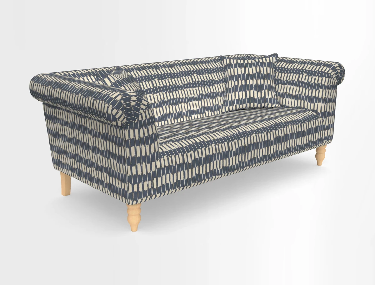 Exbury 3-seater sofa in Frond Stripe Large Storm with scatters in Frond All Over