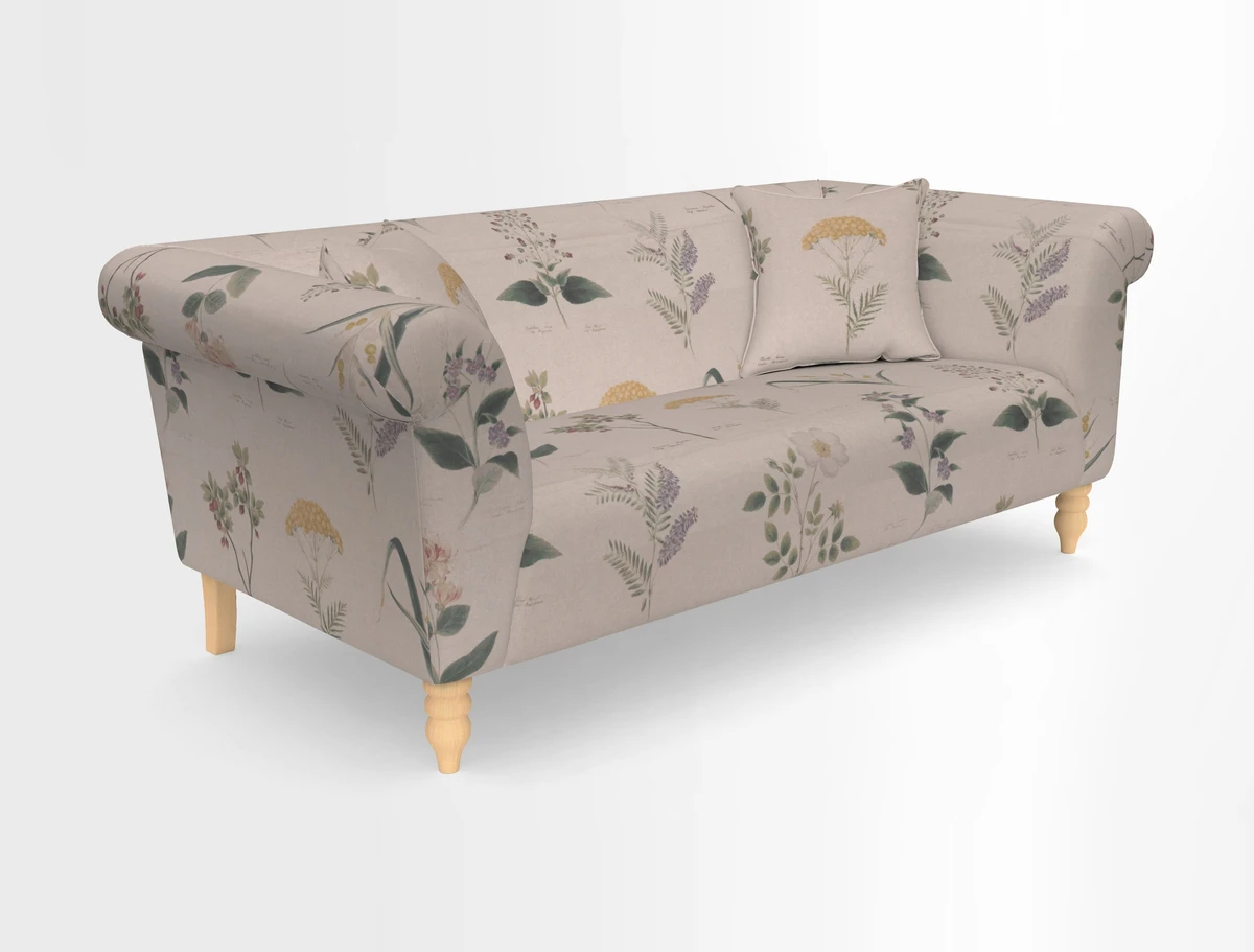 Exbury 3-seater sofa in Frond Stripe Large Storm with scatters in Frond All Over