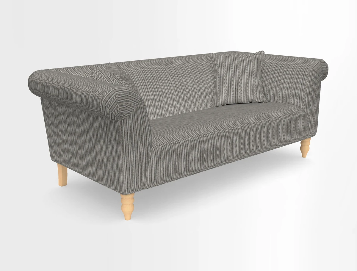 Exbury 3-seater sofa in Frond Stripe Large Storm with scatters in Frond All Over