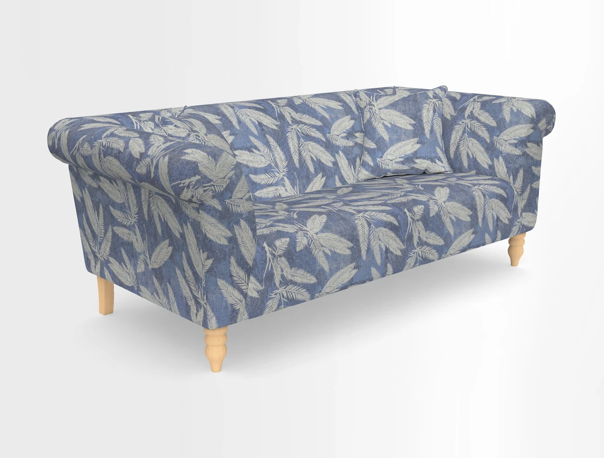 Exbury 3-seater sofa in Frond Stripe Large Storm with scatters in Frond All Over