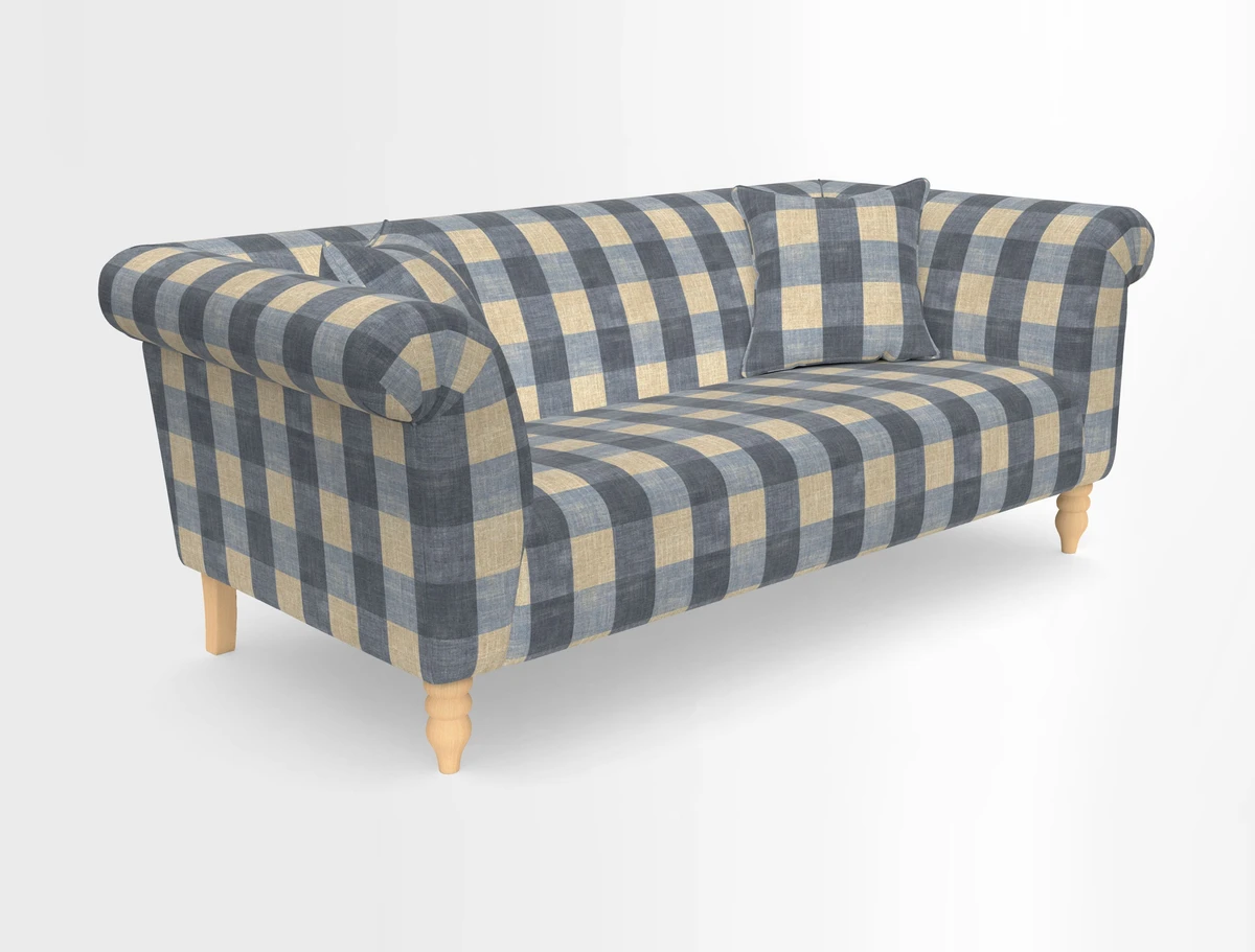 Exbury 3-seater sofa in Frond Stripe Large Storm with scatters in Frond All Over