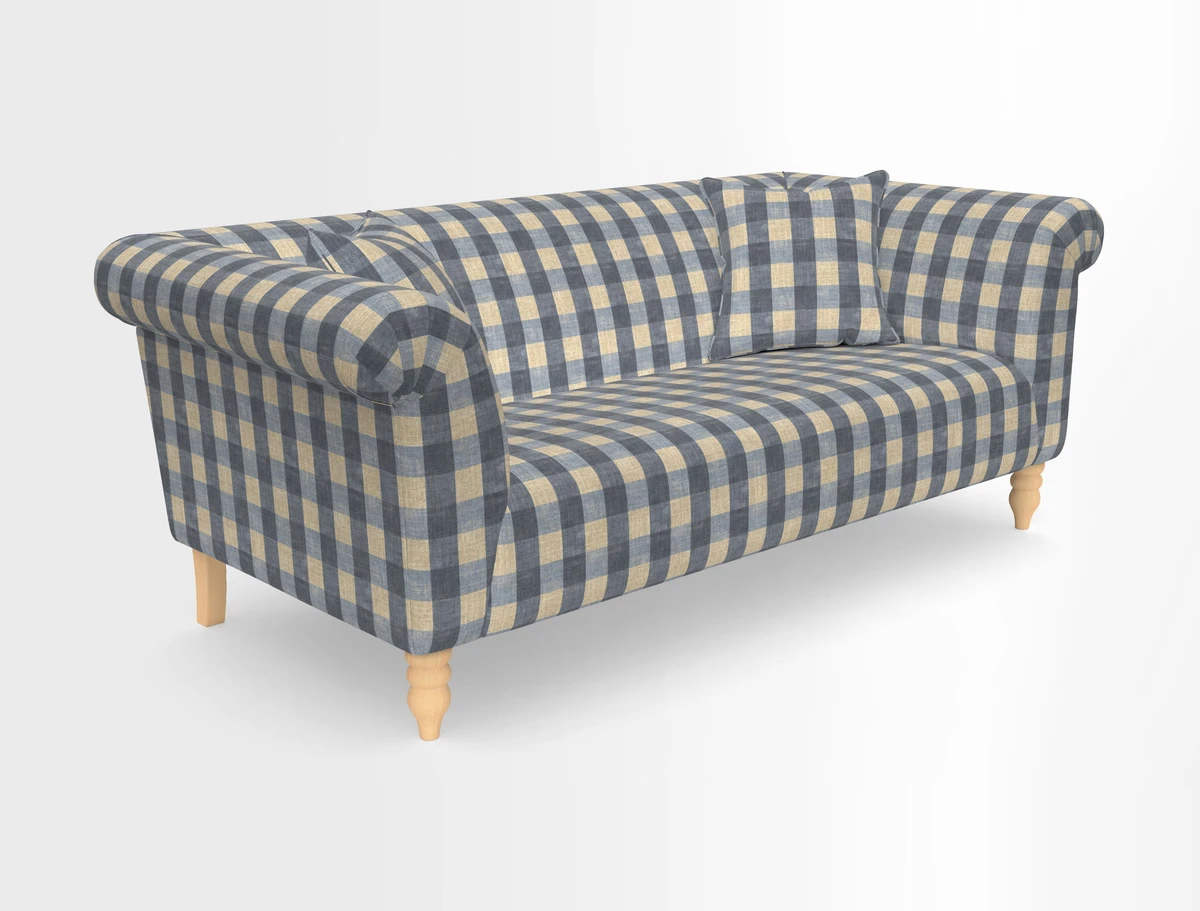Exbury 3-seater sofa in Frond Stripe Large Storm with scatters in Frond All Over