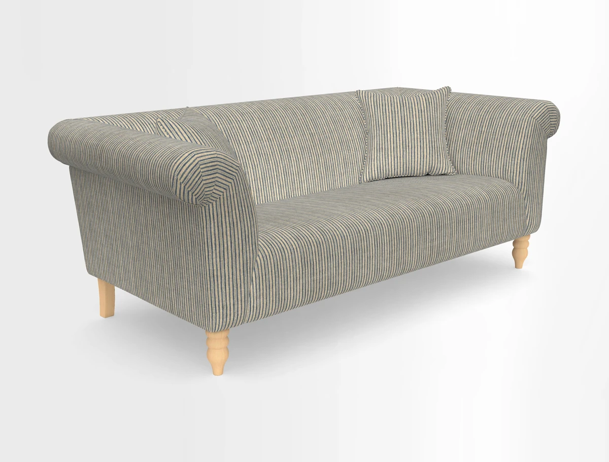 Exbury 3-seater sofa in Frond Stripe Large Storm with scatters in Frond All Over