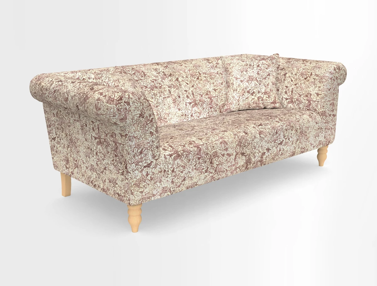 Exbury 3-seater sofa in Frond Stripe Large Storm with scatters in Frond All Over