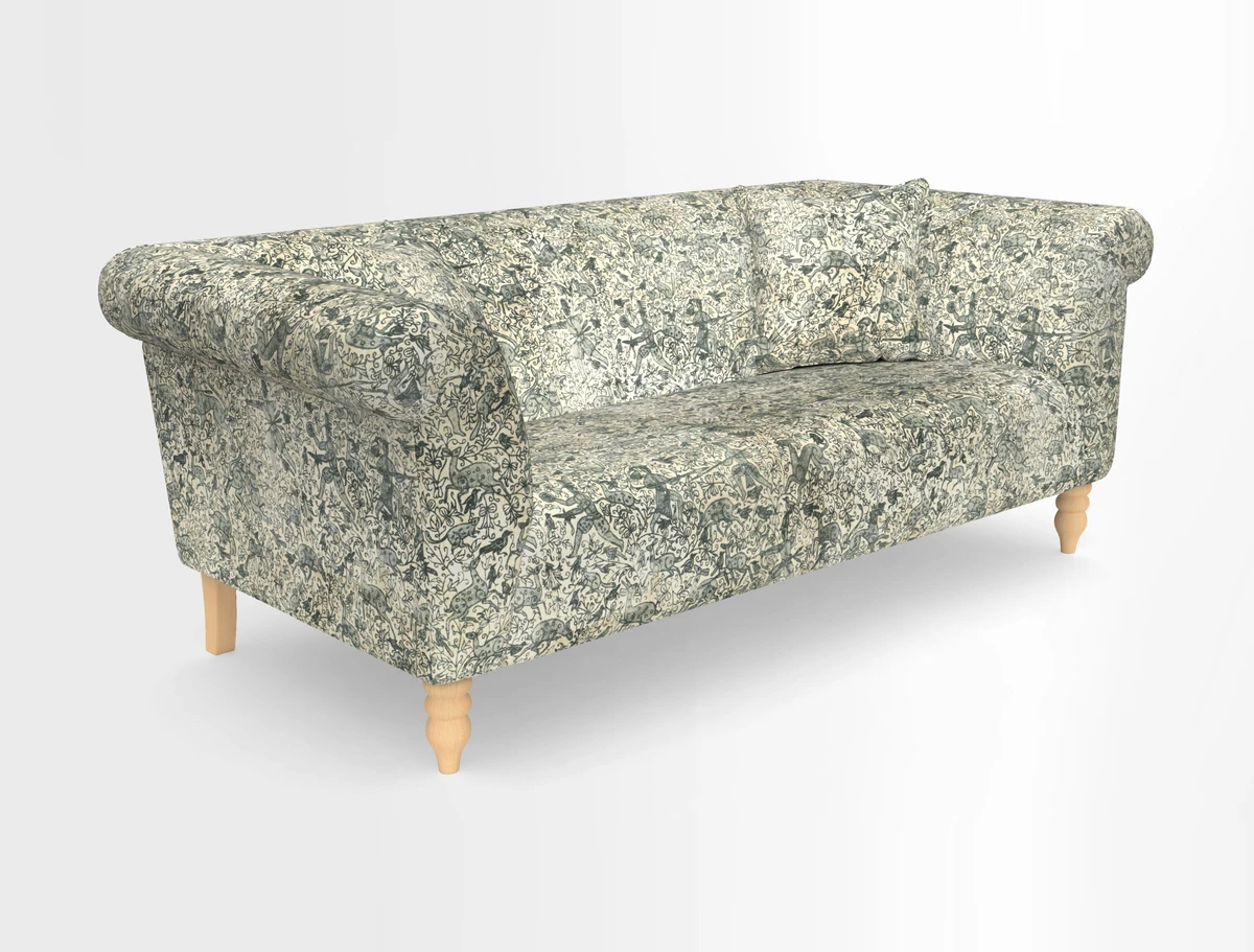 Exbury 3-seater sofa in Frond Stripe Large Storm with scatters in Frond All Over