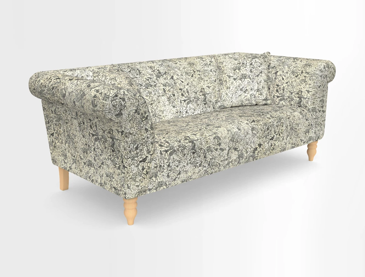 Exbury 3-seater sofa in Frond Stripe Large Storm with scatters in Frond All Over