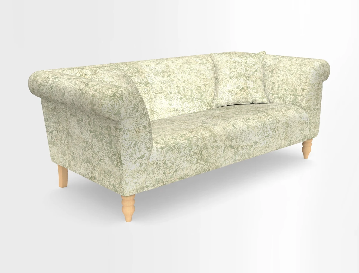 Exbury 3-seater sofa in Frond Stripe Large Storm with scatters in Frond All Over