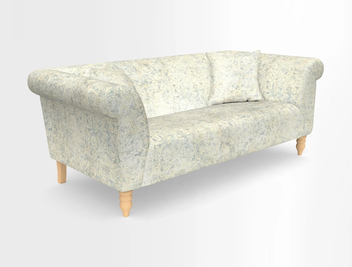 Exbury 3-seater sofa in Frond Stripe Large Storm with scatters in Frond All Over