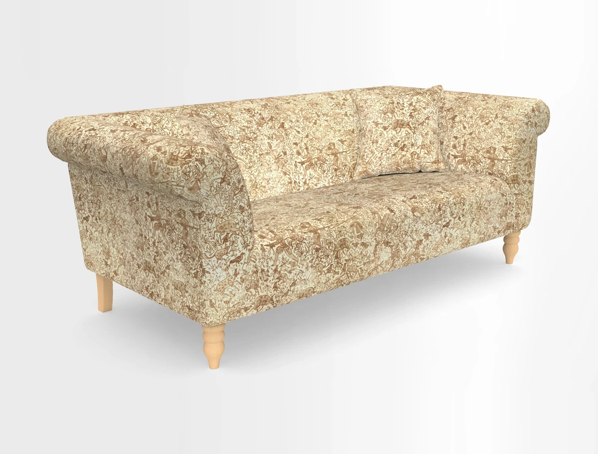Exbury 3-seater sofa in Frond Stripe Large Storm with scatters in Frond All Over