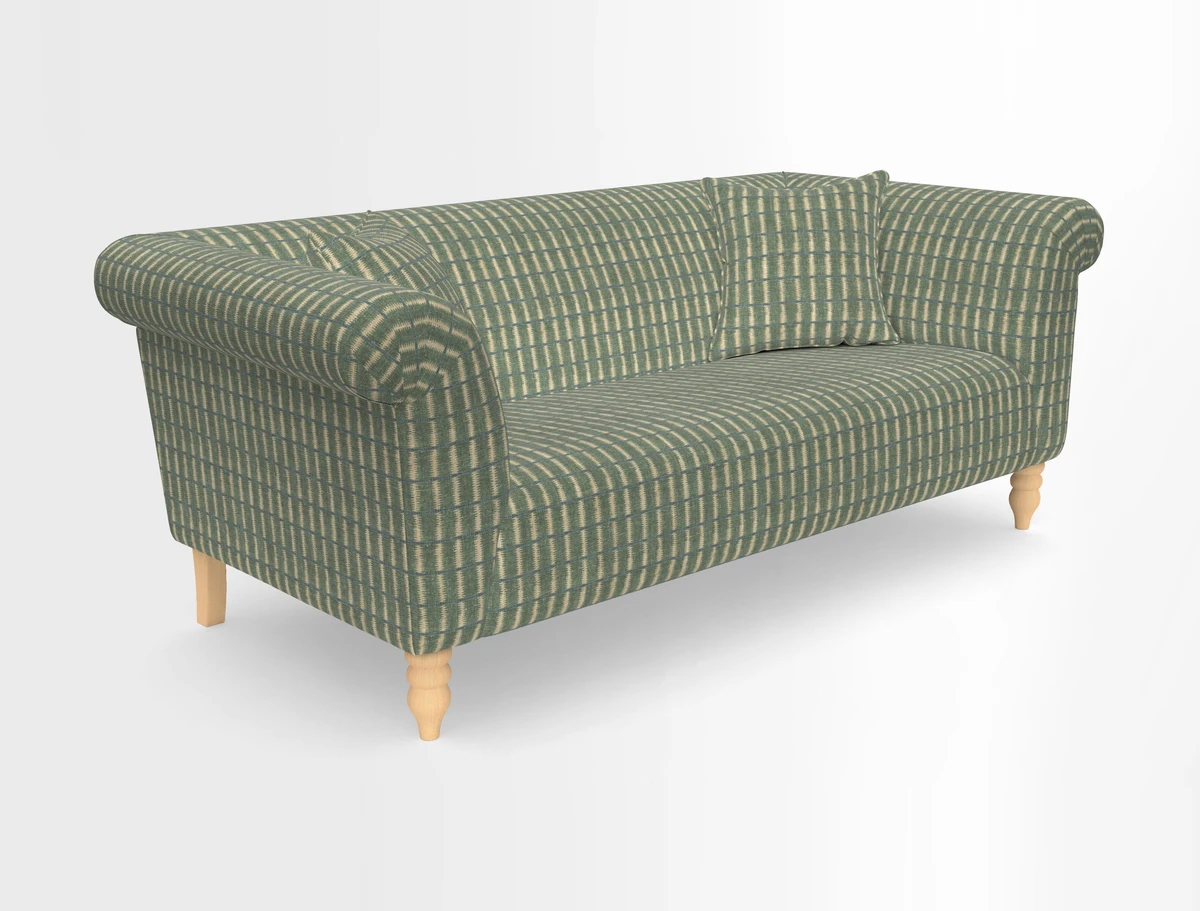 Exbury 3-seater sofa in Frond Stripe Large Storm with scatters in Frond All Over