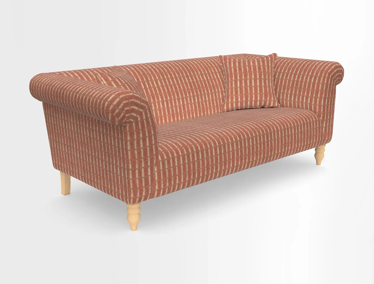 Exbury 3-seater sofa in Frond Stripe Large Storm with scatters in Frond All Over