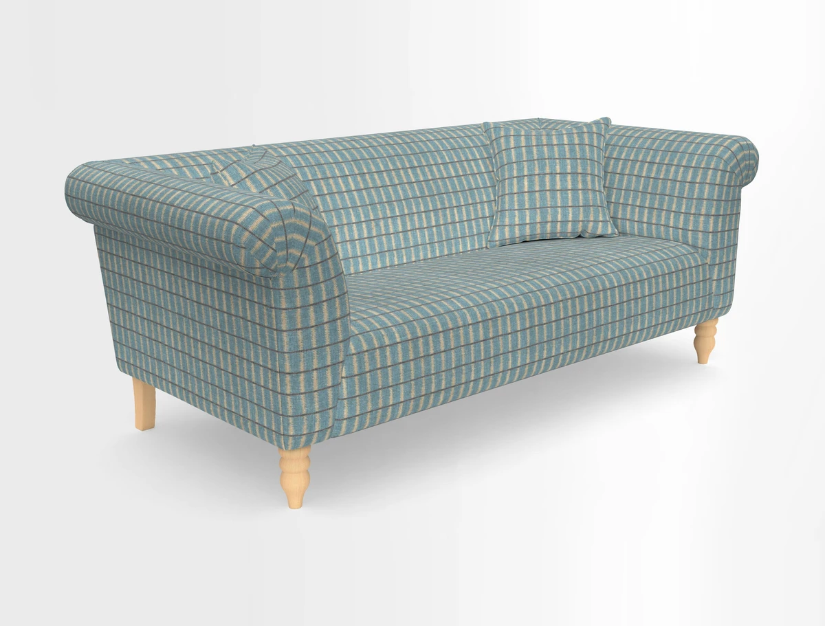 Exbury 3-seater sofa in Frond Stripe Large Storm with scatters in Frond All Over