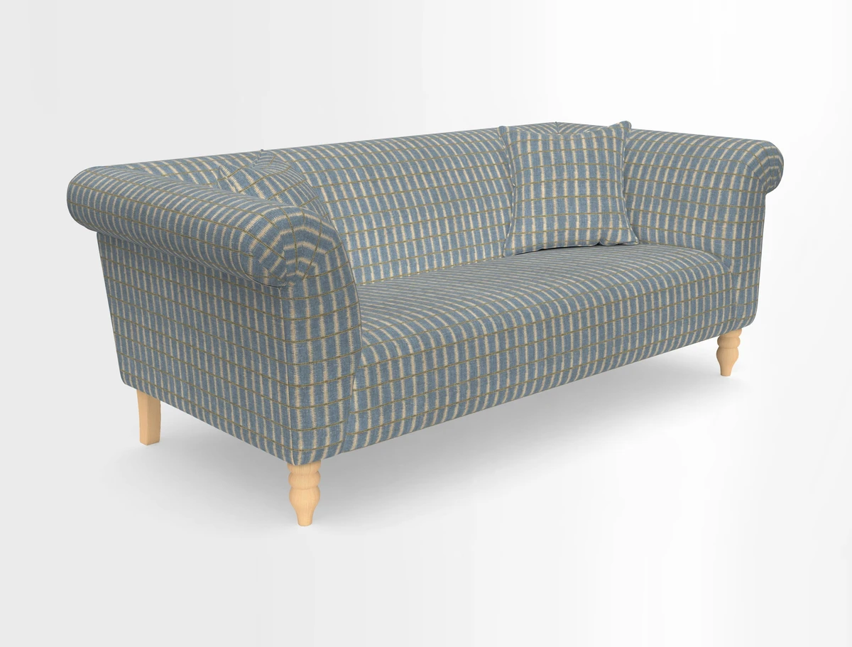 Exbury 3-seater sofa in Frond Stripe Large Storm with scatters in Frond All Over