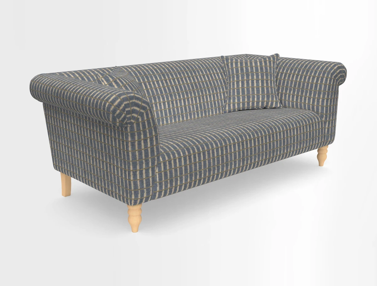Exbury 3-seater sofa in Frond Stripe Large Storm with scatters in Frond All Over