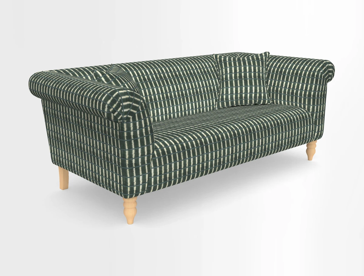 Exbury 3-seater sofa in Frond Stripe Large Storm with scatters in Frond All Over