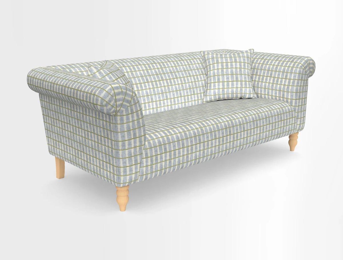 Exbury 3-seater sofa in Frond Stripe Large Storm with scatters in Frond All Over