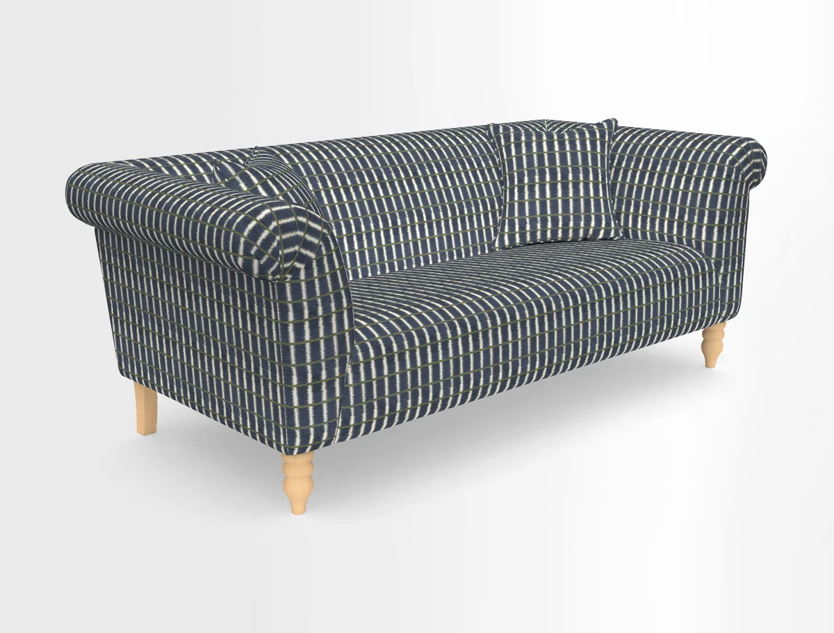 Exbury 3-seater sofa in Frond Stripe Large Storm with scatters in Frond All Over